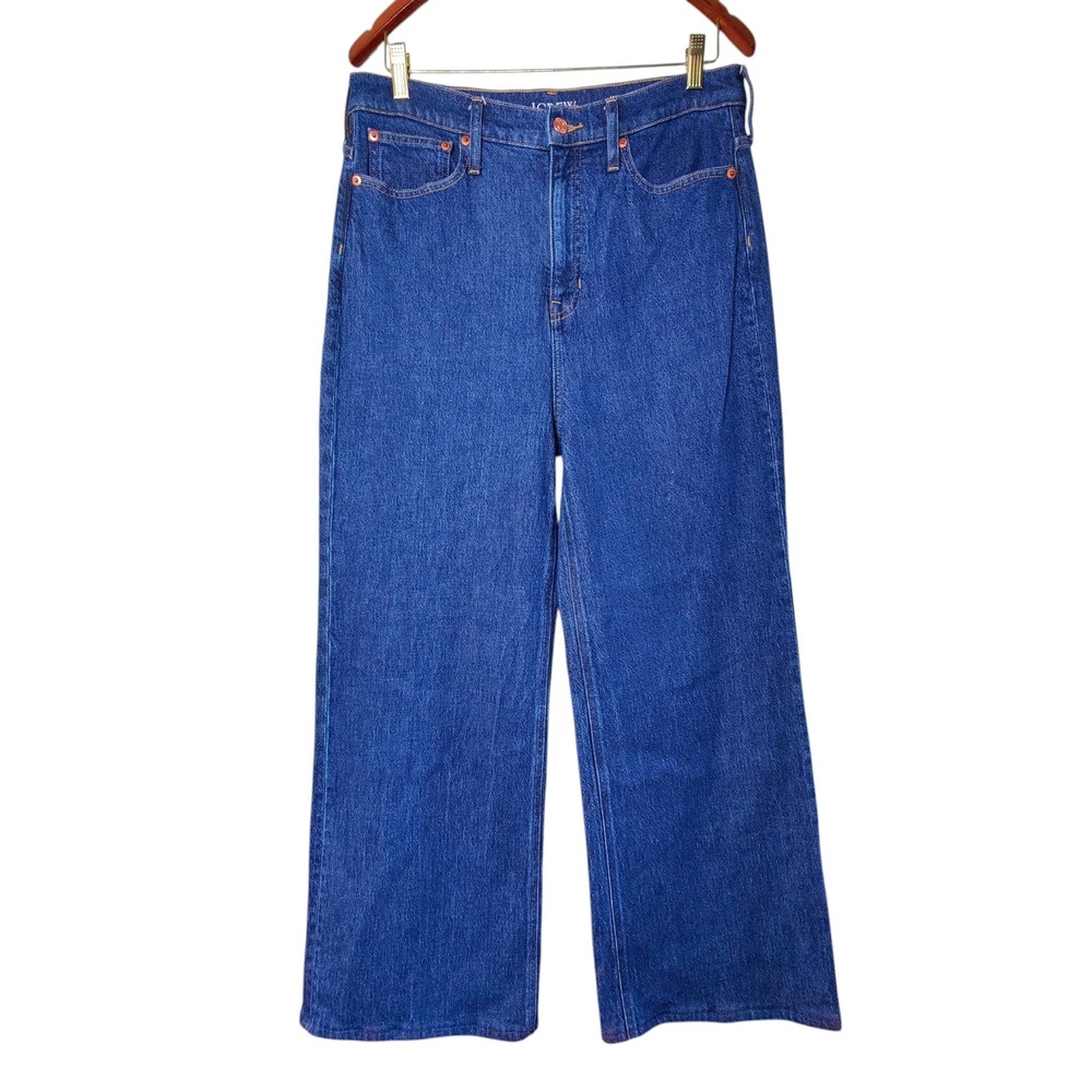 J Crew Lyocell Cotton Denim High Rise Wide Leg Jeans 29 Classic Dark Wash Modern
